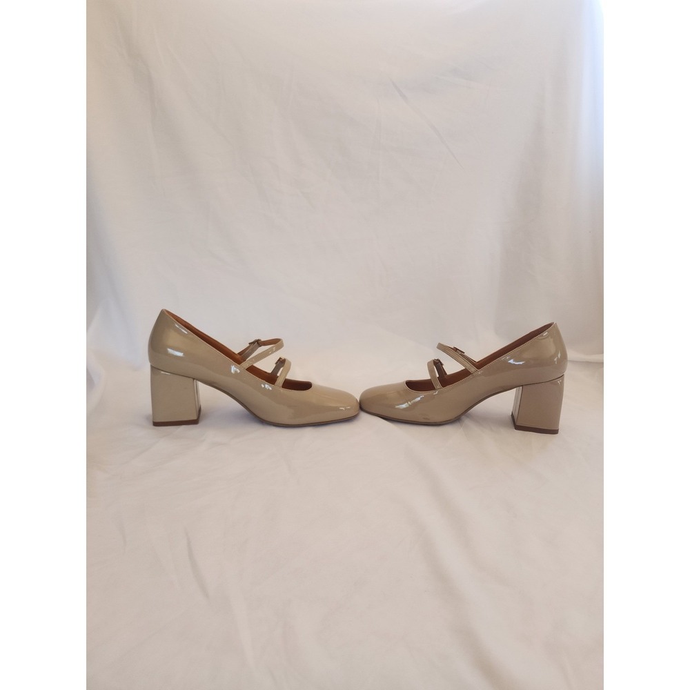 Sezane Paula Babies Mary Jane Nude Patent Leather Block Heel Pumps Size 39 US 8 - Picture 8 of 13
